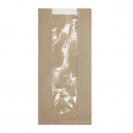 Пакет бумажный крафт с окном размер 37*17*8см уп 10шт