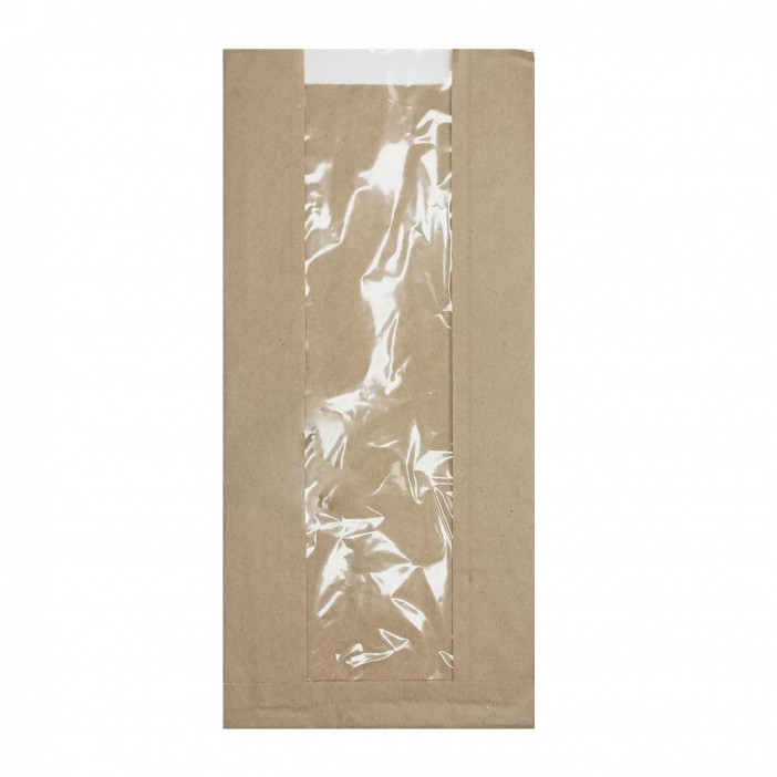 Пакет бумажный крафт с окном размер 37*17*8см уп 10шт