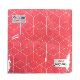 Салфетки бумажные с рисунком Кубики 3D красные 33*33см 2-х слойные 20шт