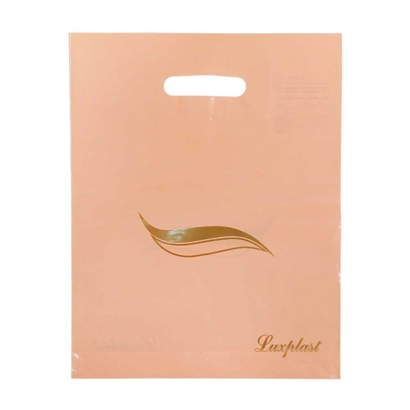 Пакет с вырубной ручкой Волна персик 30*37см 95мкм 50шт