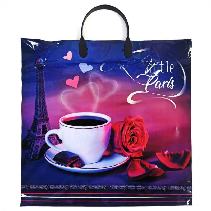 Пакет с пластмассовыми ручками 36*40см Little Paris 10шт