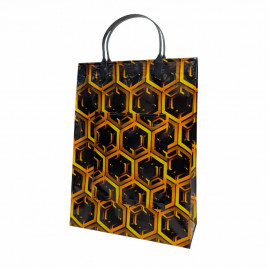 Сумка с пластмассовыми ручками многослойная с карманами Соты 24*33см