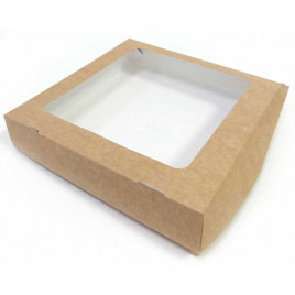 Контейнер FoodToGo с окном 1500мл крафт размер 200*200*40мм уп 10шт