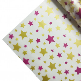 Пленка матовая в рулоне Звезды розовые размер 70см*10м