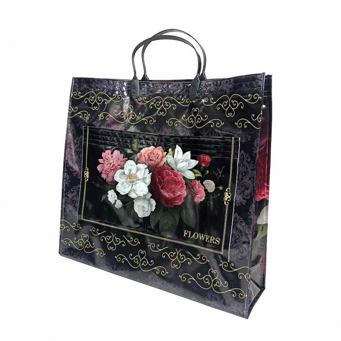 Сумка с пластмассовыми ручками многослойная с карманами Прелесть 37*34см