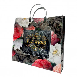 Сумка с пластмассовыми ручками многослойная с карманами Прелесть 37*34см