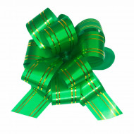 Бант-шар Золотая полоса зеленый размер 30*92мм D-12,7см
