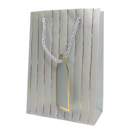 Пакет ЛЮКС однотонный с золотой полоской размер 14*20*7см