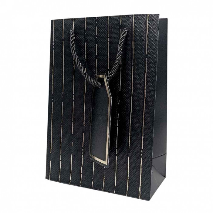 Пакет ЛЮКС однотонный с золотой полоской размер 14*20*7см