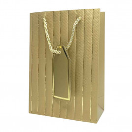 Пакет ЛЮКС однотонный с золотой полоской размер 14*20*7см
