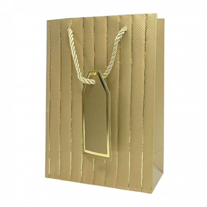 Пакет ЛЮКС однотонный с золотой полоской размер 14*20*7см