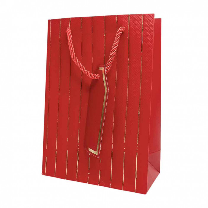 Пакет ЛЮКС однотонный с золотой полоской размер 14*20*7см