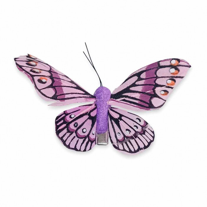 Бабочка на прищепке фиолетовая размер 8см