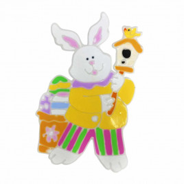 Украшение наклейка для окна Кролик со скворечником размер 18*29см