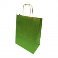 Пакет бумажный зеленый с крученой ручкой 70г/м2 размер 26*35*15см 