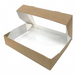 Контейнер с окном 1400мл крафт размер 250*150*40мм уп 10шт