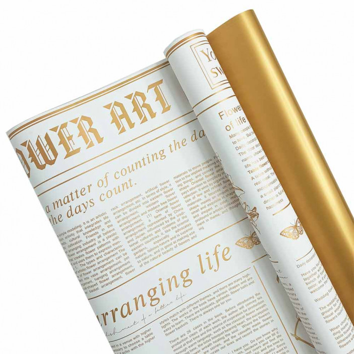 Пленка в рулоне матовая Ботаника золотая размер 58см*10м 65мкм