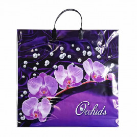 Пакет с пластмассовыми ручками 36*40см Фиолетовые орхидеи 10шт