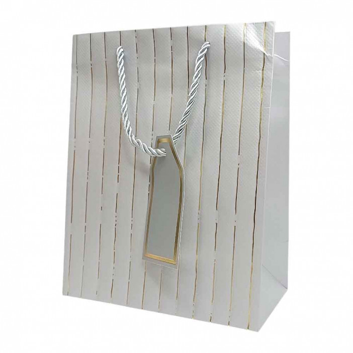 Пакет ЛЮКС однотонный с золотой полоской размер 18*23*10см