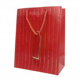 Пакет ЛЮКС однотонный с золотой полоской размер 18*23*10см