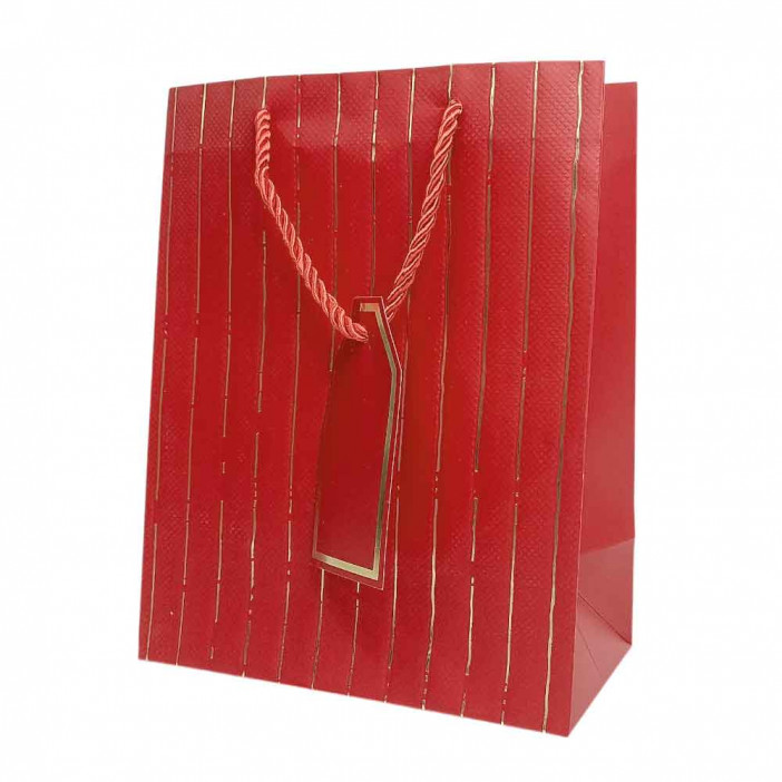 Пакет ЛЮКС однотонный с золотой полоской размер 18*23*10см