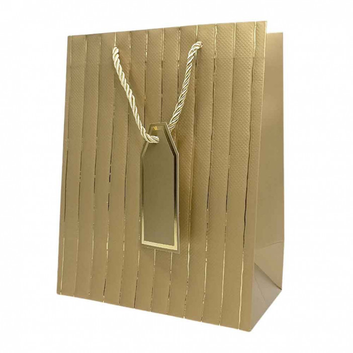 Пакет ЛЮКС однотонный с золотой полоской размер 18*23*10см