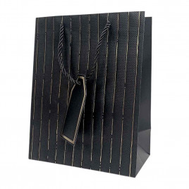 Пакет ЛЮКС однотонный с золотой полоской размер 18*23*10см