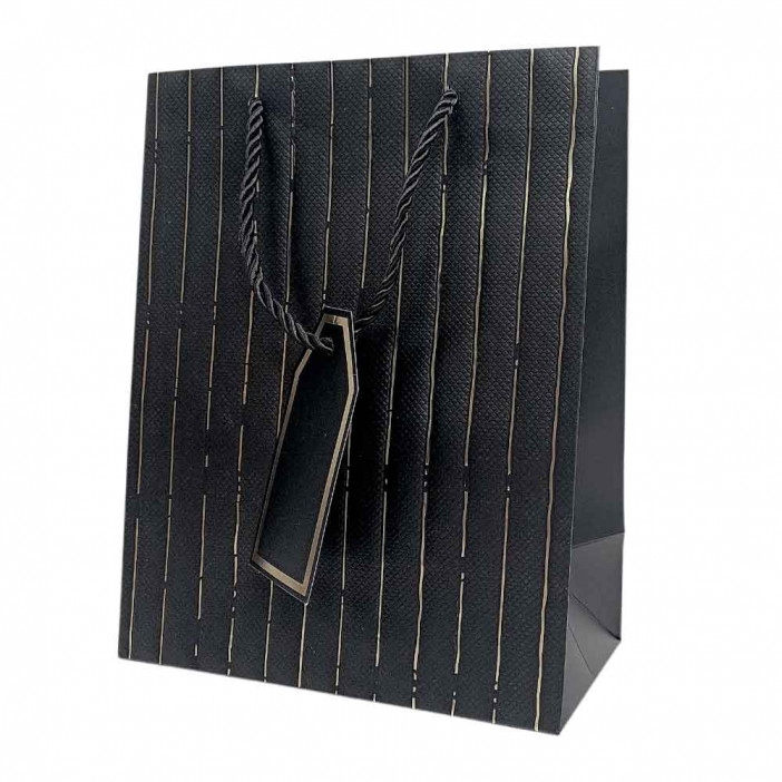 Пакет ЛЮКС однотонный с золотой полоской размер 18*23*10см