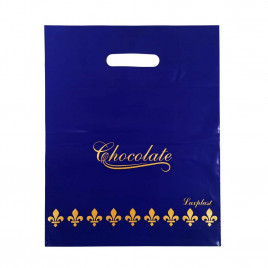 Пакет с вырубной ручкой Шоколад синий 30*37см 95мкм 50шт