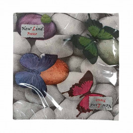 Салфетки бумажные с рисунком Бабочки на камнях 33*33см 2-х слойные 20шт