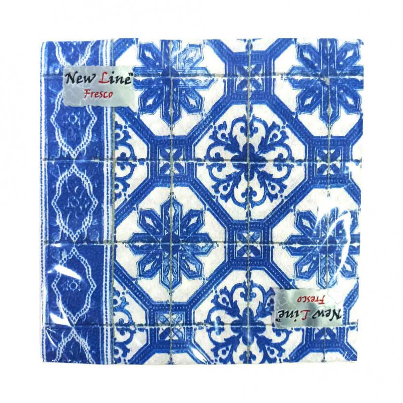 Салфетки бумажные с рисунком Изразцы 33*33см 2-х слойные 20шт