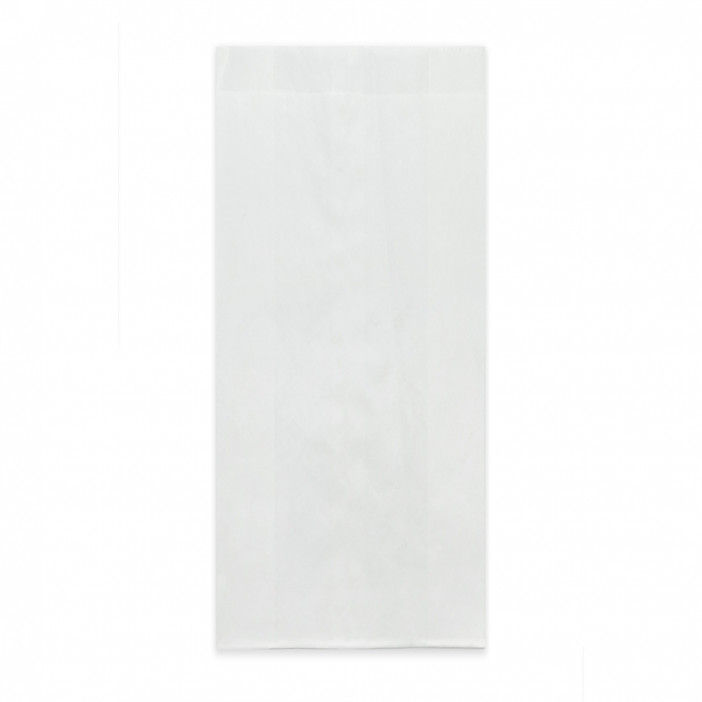 Пакет бумажный белый жиростойкий с плоским дном размер 25*10*4см уп 10шт