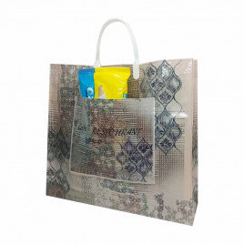 Сумка с пластмассовыми ручками многослойная с карманами Ресторан 38*34см