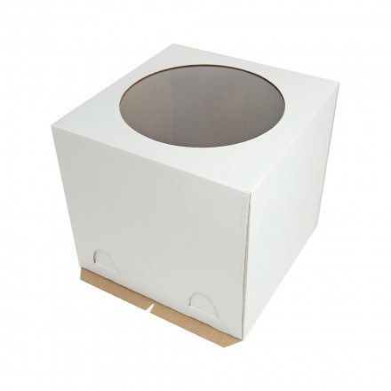 Коробка для торта с окном белая размер 240*240*220мм