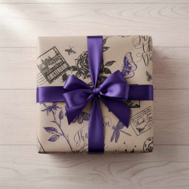 Бумага крафт в рулоне Розы черно-фиолетовая размер 70см*10м