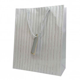 Пакет ЛЮКС однотонный с золотой полоской размер 26*32*12см