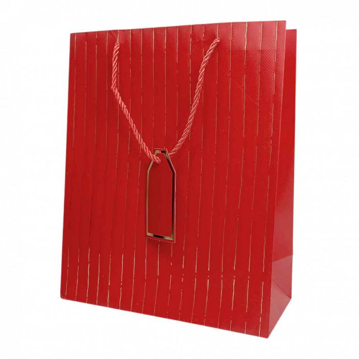 Пакет ЛЮКС однотонный с золотой полоской размер 26*32*12см