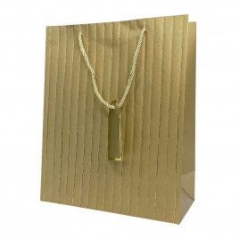 Пакет ЛЮКС однотонный с золотой полоской размер 26*32*12см