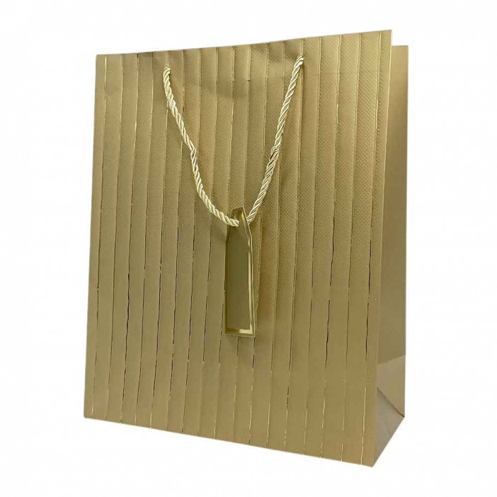 Пакет ЛЮКС однотонный с золотой полоской размер 26*32*12см