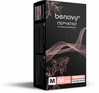 Перчатки виниловые Benovy прозрачные 50 пар M, L