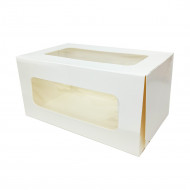 Коробка для пирожных Cake Roll 2 окна белая размер 200*120*100мм