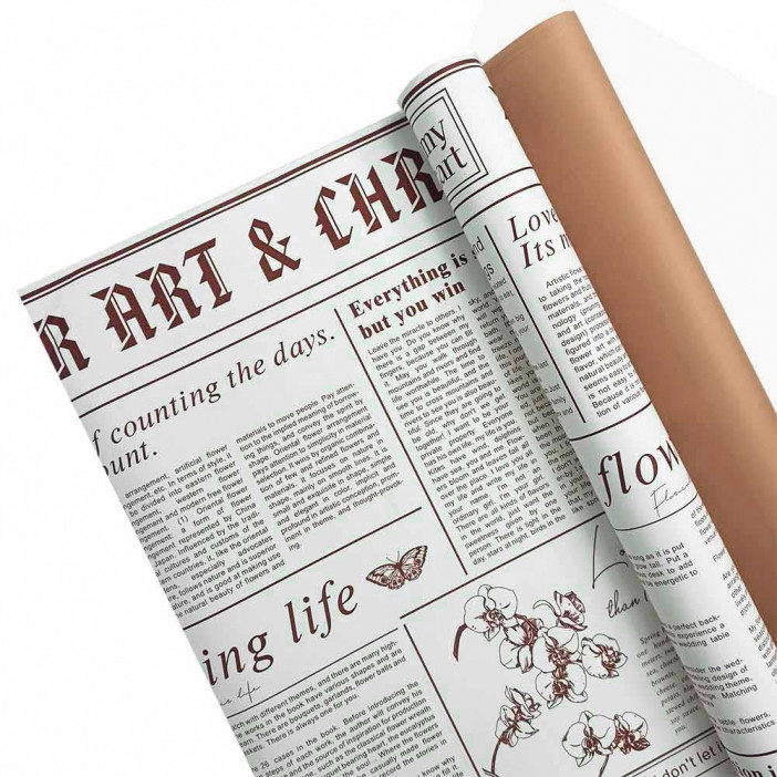 Пленка в рулоне матовая Ботаника латте размер 58см*10м 65мкм