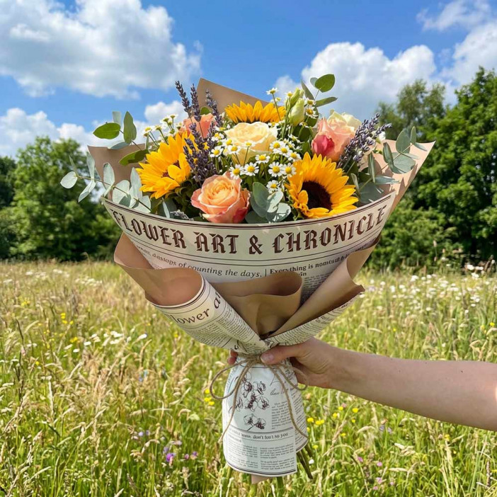 Пленка в рулоне матовая Ботаника латте размер 58см*10м 65мкм