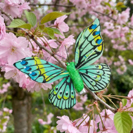 Бабочка на прищепке зеленая размер 8см