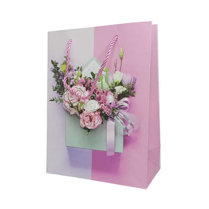 Пакет ЛЮКС Конверт с цветами 3D размер 18*23*10см