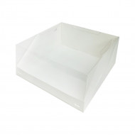 Коробка для торта с пластиковой крышкой белая размер 225*225*110мм