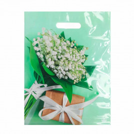 Пакет с вырубной ручкой Ландыши 31*40см 60мкм 50шт