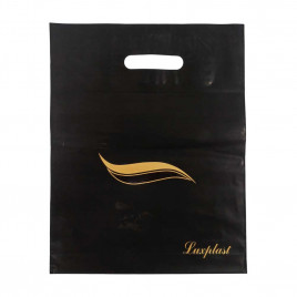 Пакет с вырубной ручкой Волна черный 30*37см 95мкм 50шт