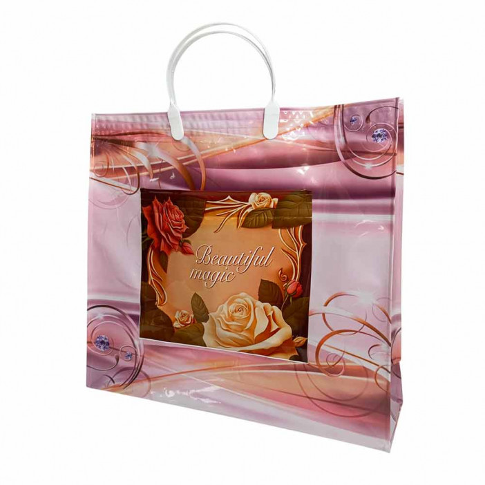 Сумка с пластмассовыми ручками многослойная с карманами Магия 37*34см