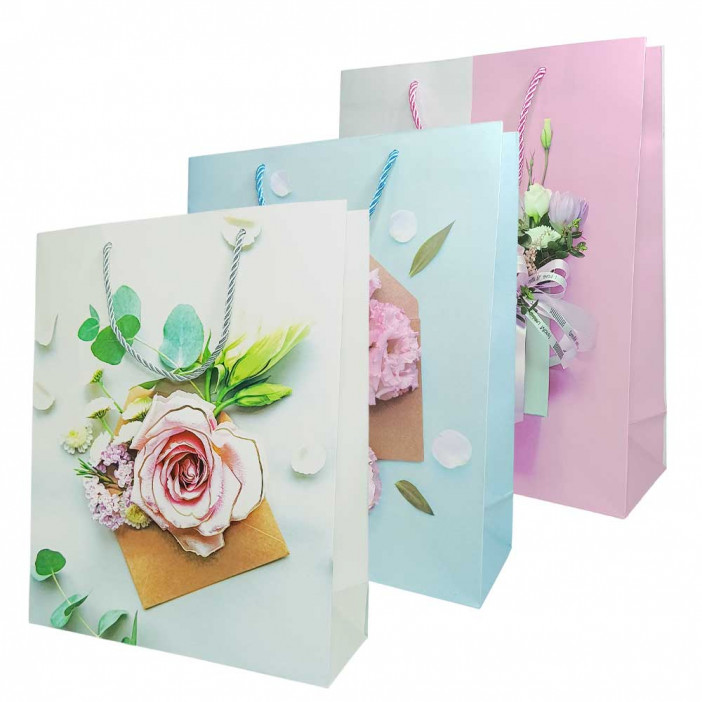 Пакет ЛЮКС Конверт с цветами 3D размер 26*32*12см